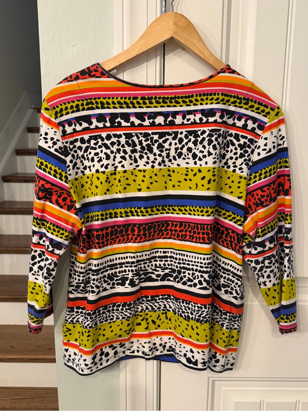 Ruby Rd Favorites Mixed Print Top Women’s PXL Colorful Animal Print 3/4 Sleeve - Picture 4 of 4